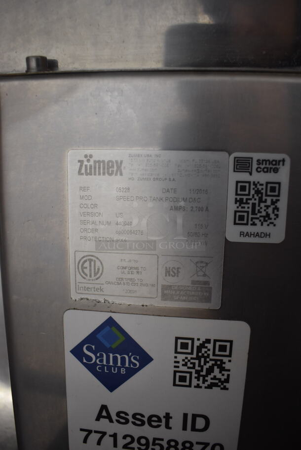 2016 Zumex Electric Speed Pro Tank Podium D&C Automatic Juicer On Commercial Casters. 115V  Tested and Working! - Image 8 of 10
