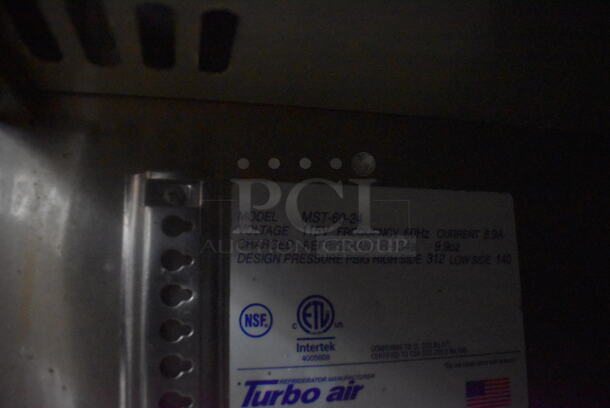 Turbo Air MST-60-24 Commercial Stainless Steel Mega Top Salad/Sandwich Prep Table With Drop-In Pans And Polycoated Racks With Two-Door Refrigerated Base on Commercial Casters. 115V. Tested and Working! - Image 8 of 9