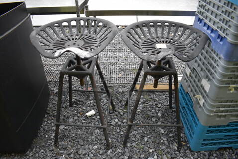 2 Black Metal Swivel Stools. 2 Times Your Bid!