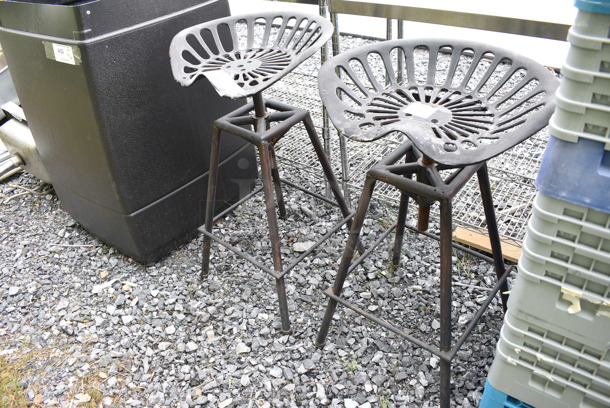 2 Black Metal Swivel Stools. 2 Times Your Bid! - Image 3 of 3