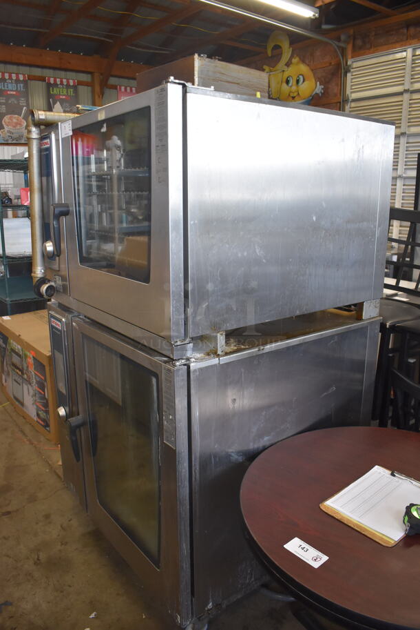 2019 Rational SCC WE 62 / WE 102 Self Cooking Center Commercial Stainless Steel Double Stack Convection Oven With Metal Racks And Additional Pieces on Commercial Casters. Side Door Missing On One Oven. 480 Volts 3 Phase. 2 Times Your Bid! - Image 3 of 12