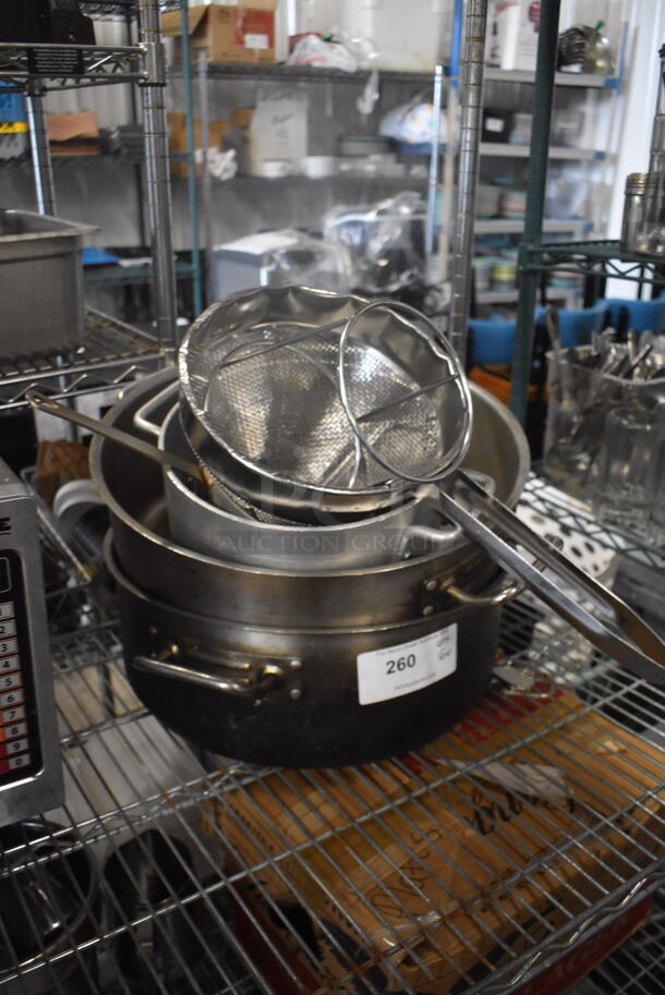 6 Steel Pots Of Various Sizes And Collinder. 6 Times Your Bid!  - Image 2 of 3