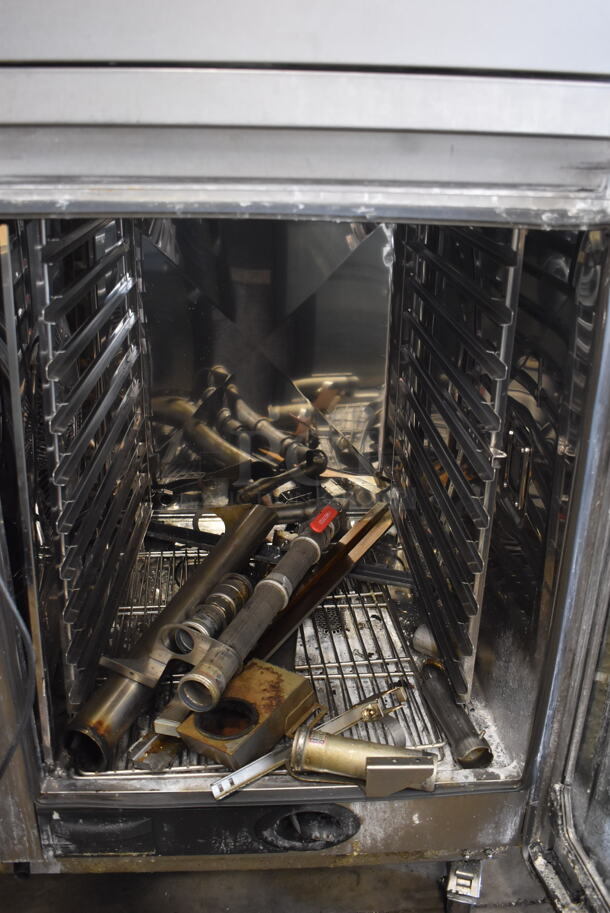 2019 Rational SCC WE 62 / WE 102 Self Cooking Center Commercial Stainless Steel Double Stack Convection Oven With Metal Racks And Additional Pieces on Commercial Casters. Side Door Missing On One Oven. 480 Volts 3 Phase. 2 Times Your Bid! - Image 7 of 12