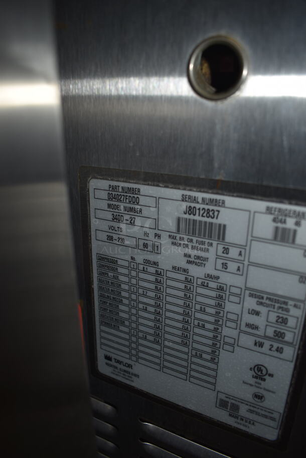 Taylor 340D-27 Commercial Stainless Steel Air Cooling Electric Slushie Machine. 208-230, 1 Phase. - Image 6 of 7