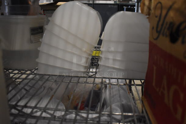 ALL ONE MONEY! Lot of White Plates, Plastic Containers, Measuring Cups, Glass Sugar Packet Holder AND MORE!  - Image 4 of 7