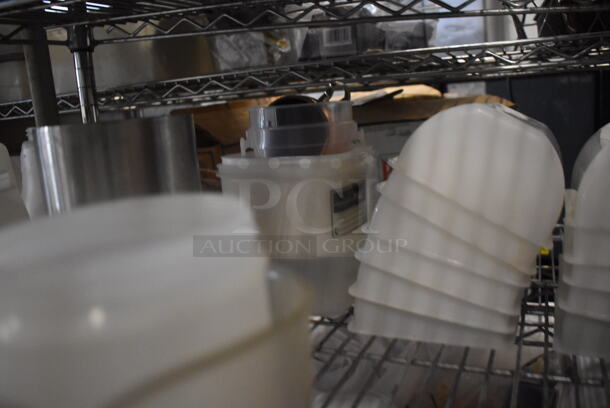 ALL ONE MONEY! Lot of White Plates, Plastic Containers, Measuring Cups, Glass Sugar Packet Holder AND MORE!  - Image 5 of 7