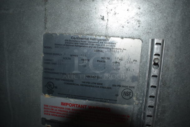Continental BBC69-GD Commercial Stainless Steel Back Bar Cooler With 2 Glass Doors And Polycoated Racks. 115V, 1 Phase. Tested and Powers On But Does Not Get Cold - Image 5 of 5