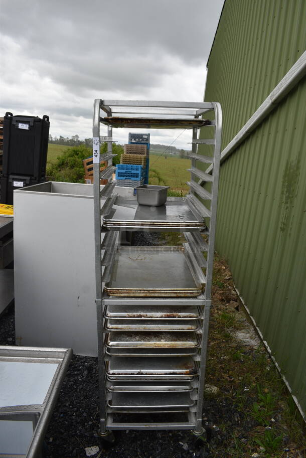 Full Size Sheet Pan Stainless Steel Transport Rack With Sheet Pans on Casters - Image 1 of 4