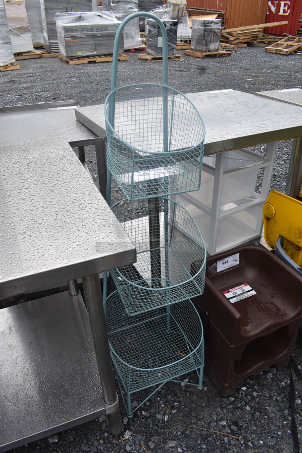 Green Metal 3 Tier Decorative Stand with 3 Baskets - Image 2 of 3