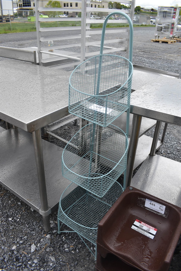 Green Metal 3 Tier Decorative Stand with 3 Baskets - Image 3 of 3