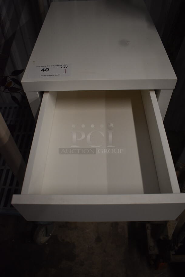 White Cabinet With 4 Pull Out Drawers On Commercial Casters.  - Image 4 of 8