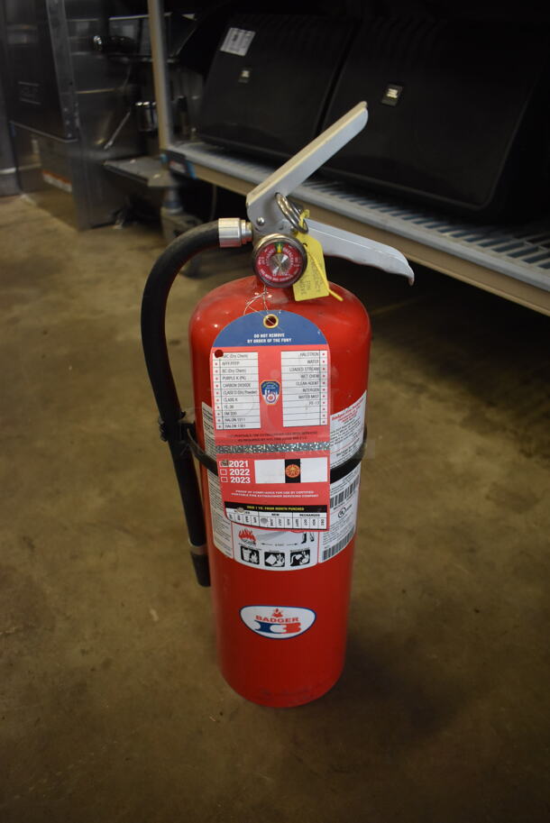 Badger Dry Chemical Extinguisher, Red. Buyer Must Pick Up-We Will Not Ship This Item.  - Image 1 of 3
