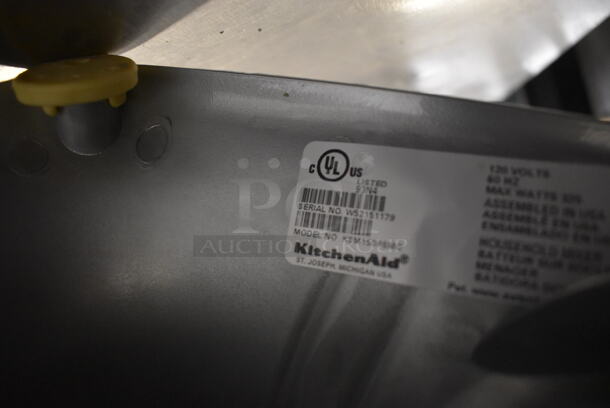 LIKE NEW! USED A FEW TIMES! Kitchen Aid KSM150PSWC Electric 10 Speed Stand Mixer In Metallic Chrome Silver With Stainless Bowl Paddle and Bowl Guard. 120V Tested and Working! - Image 5 of 6