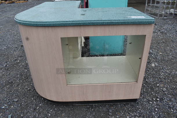 Wooden U-Shaped Counter w/2 Display Windows, Shelf, and 2 Drawers - Image 3 of 6