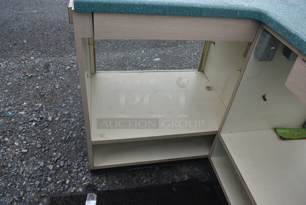 Wooden U-Shaped Counter w/2 Display Windows, Shelf, and 2 Drawers - Image 5 of 6