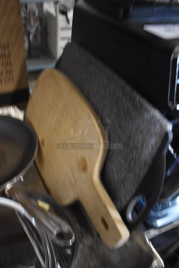 ALL ONE MONEY! Lot of Cutting Boards, Stainless Steel Pot Lids, Espresso Beans, Frying Pan And More.  - Image 4 of 4