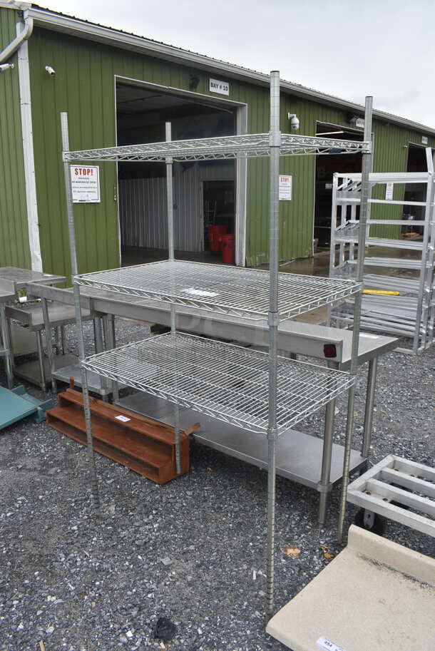Metro Chrome Finish 3 Tier Wire Shelves. BUYER MUST DISMANTLE. PCI CANNOT DISMANTLE FOR SHIPPING. PLEASE CONSIDER FREIGHT CHARGES - Image 3 of 4