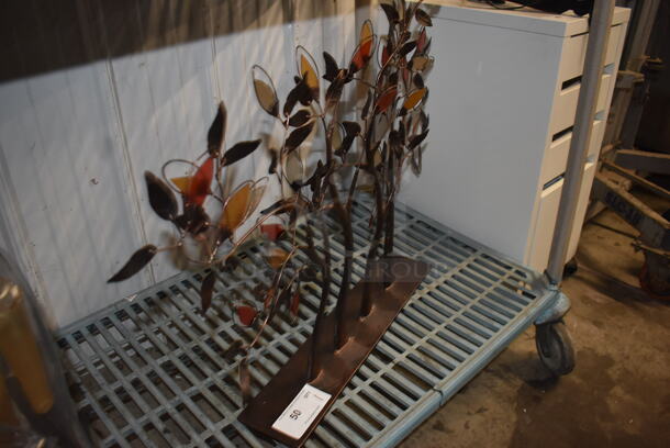 Decor Piece With 4 Trees With Bronze, Red And Yellow Leaves on Base. - Image 2 of 2