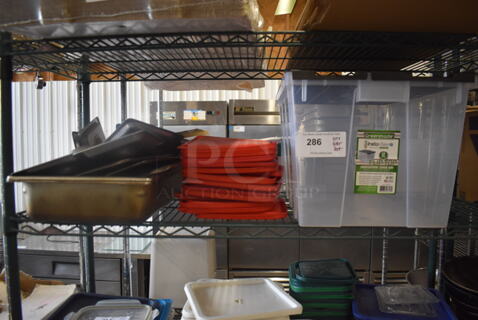 ALL ONE MONEY! Lot of Plastic Flip Top Bins With Lids,  Red Lids, Steel Lids AND MORE! 