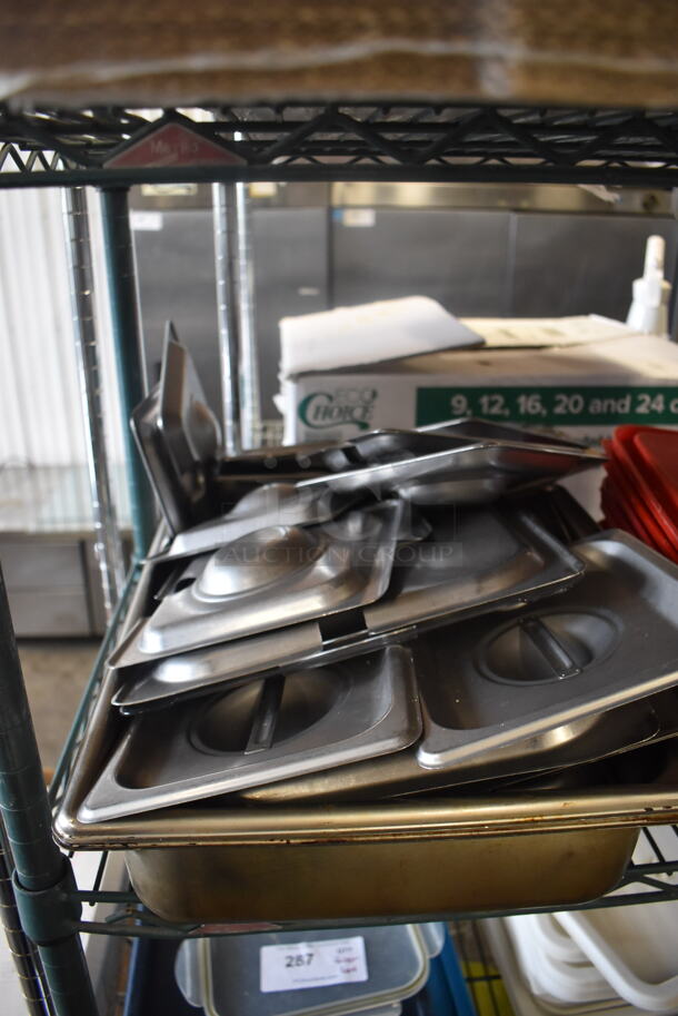 ALL ONE MONEY! Lot of Plastic Flip Top Bins With Lids,  Red Lids, Steel Lids AND MORE!  - Image 3 of 3