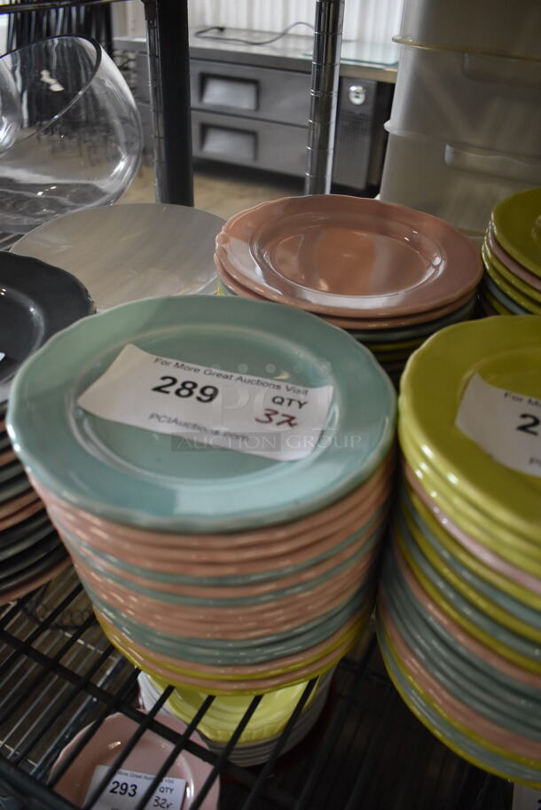 37 Homer Laughlin Pastel Plates in Green, Pink, Blue and Yellow. 37 Times Your Bid!  - Image 3 of 3