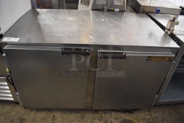 Beverage-Air UCR42A Commercial Stainless Steel 2 Door Undercounter Cooler With Polycoated Racks on Commercial Casters. 115V, 1 Phase. Tested and Powers On But Does Not Get Cold