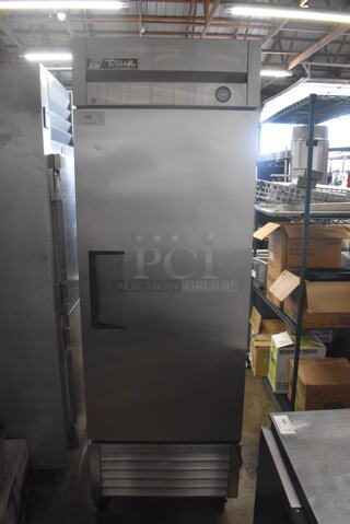 True T-23F Commercial Stainless Steel Single Unit Solid Door Reach-In Freezer With Polycoated Shelves on Commercial Casters. 115V, 1 Phase. Tested and Working!