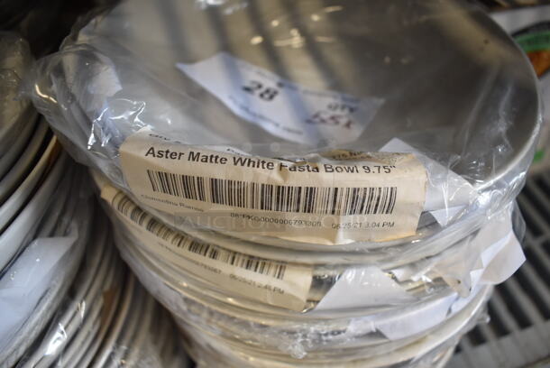 ALL ONE MONEY! Lot of 58 Aster Matte White Pasta Bowls. - Image 3 of 3