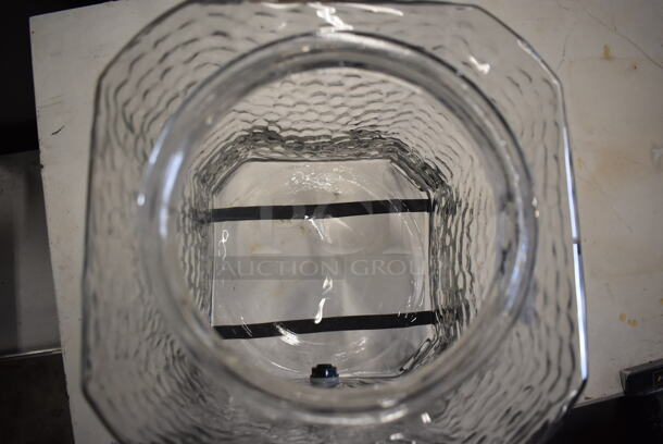 Large Textured Glass Beverage Dispenser Without Top on Black Decorative Stand. - Image 4 of 4