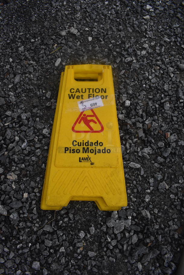 3 Yellow Plastic Caution Wet Floor Signs. 3 Times Your Bid!