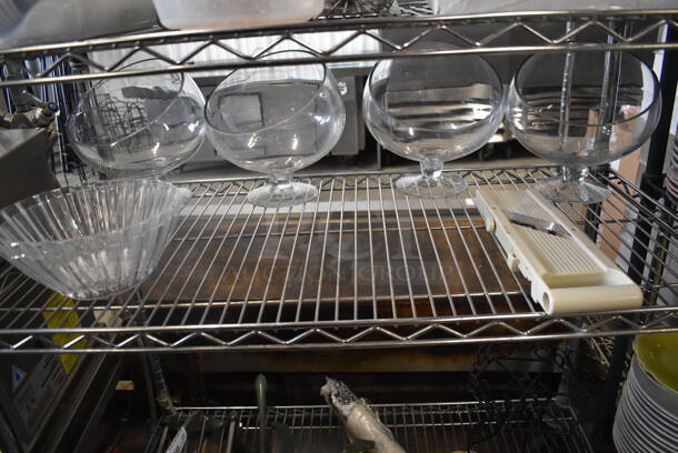 ALL ONE MONEY! Lot of Decorative Glass Serving Bowl AND Slant Cut Glass Bowls.  - Image 1 of 3