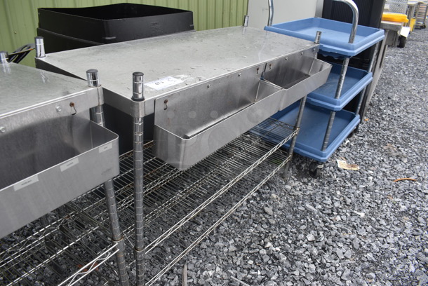 Metro Chrome Finish 2 Tier Shelf with Solid Top and 2 Drink Wells. BUYER MUST DISMANTLE. PCI CANNOT DISMANTLE FOR SHIPPING. PLEASE CONSIDER FREIGHT CHARGES. - Image 2 of 3