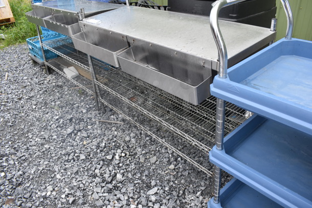 Metro Chrome Finish 2 Tier Shelf with Solid Top and 2 Drink Wells. BUYER MUST DISMANTLE. PCI CANNOT DISMANTLE FOR SHIPPING. PLEASE CONSIDER FREIGHT CHARGES. - Image 3 of 3