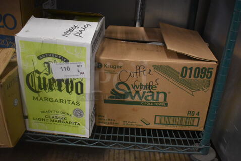 ALL ONE MONEY! Lot Of 3 Boxes Of White Coffee Cups, Rectangular Plates And Bowls. 