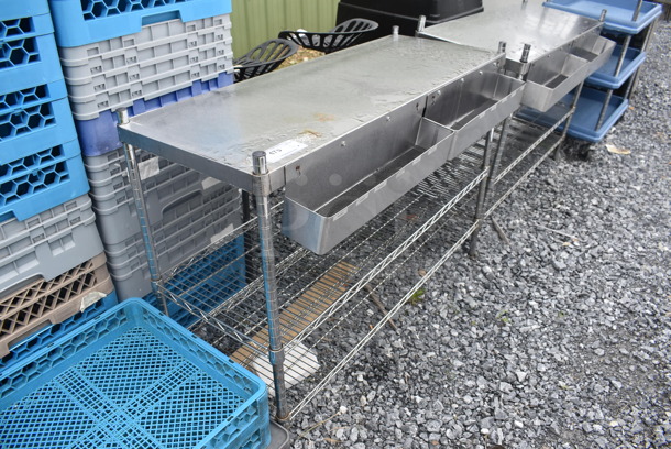 Metro Chrome Finish 2 Tier Shelf with Solid Top and 2 Drink Wells. BUYER MUST DISMANTLE. PCI CANNOT DISMANTLE FOR SHIPPING. PLEASE CONSIDER FREIGHT CHARGES. - Image 2 of 3