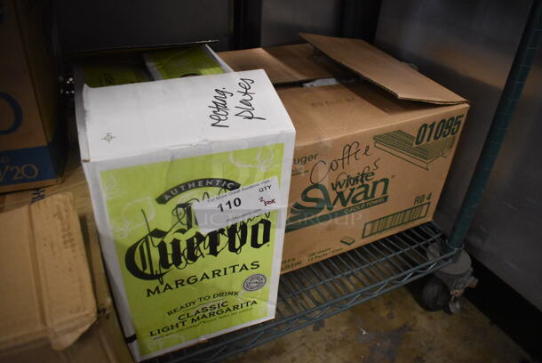 ALL ONE MONEY! Lot Of 3 Boxes Of White Coffee Cups, Rectangular Plates And Bowls.  - Image 2 of 4