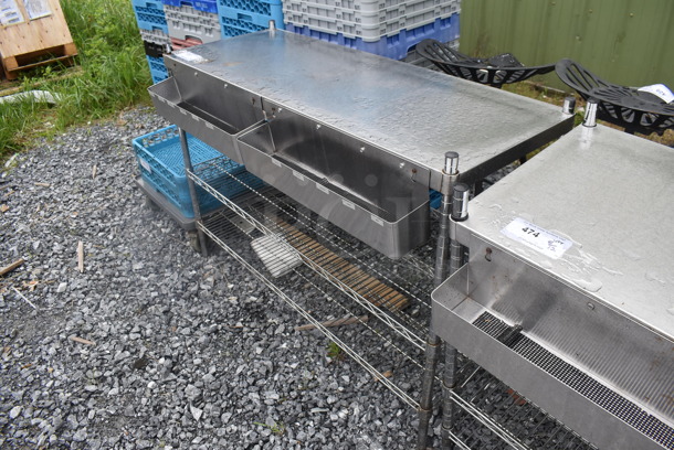 Metro Chrome Finish 2 Tier Shelf with Solid Top and 2 Drink Wells. BUYER MUST DISMANTLE. PCI CANNOT DISMANTLE FOR SHIPPING. PLEASE CONSIDER FREIGHT CHARGES. - Image 3 of 3