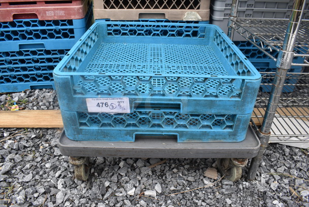 2 Plastic Dish Caddies on Dish Rack Dolly - Image 1 of 3