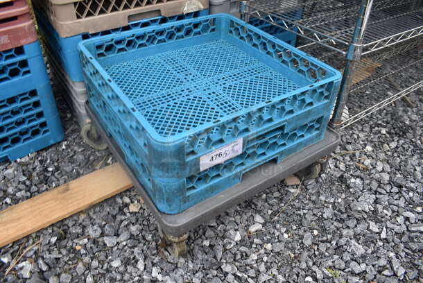 2 Plastic Dish Caddies on Dish Rack Dolly - Image 2 of 3