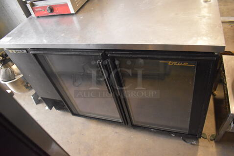 True TBB-2G Commercial Black Steel Top Bar Cooler With 2 Glass Swinging Doors And Polycoated Racks. 115V, 1 Phase. Tested and Working!