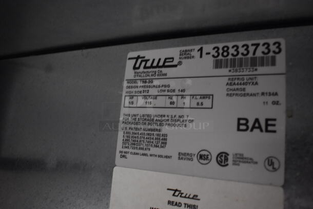 True TBB-2G Commercial Black Steel Top Bar Cooler With 2 Glass Swinging Doors And Polycoated Racks. 115V, 1 Phase. Tested and Working! - Image 7 of 7