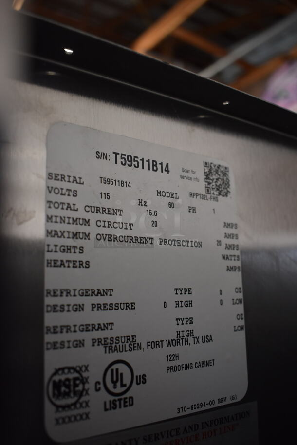 Traulsen RPP132L-FHS Commercial Stainless Steel Rolling Rack Proofing Cabinet. 115V, 1 Phase. Tested and Working! - Image 5 of 5