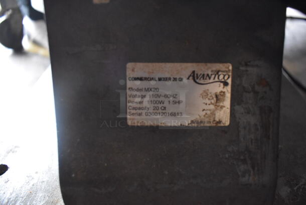 Avantco MX20 Commercial Stainless Steel Electric 20 Quart Planetary Stand Mixer With Stainless Steel Bowl, Whisk, Bowl Guard, Paddle, Dough Hook and Meat Grinder. 110v Tested and Does Not Power On - Image 6 of 7