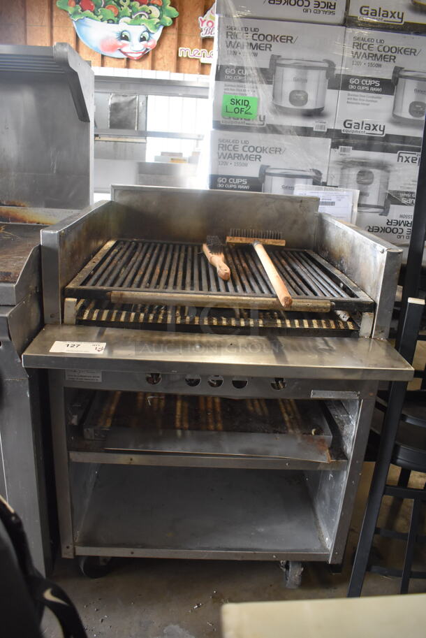 Magikitch'n Magi Glow Broiler Model FMSMB 30 Commercial Stainless Steel Natural Gas Powered Radiant Charbroiler Including 2 Brushes On Commercial Casters.   - Image 1 of 8