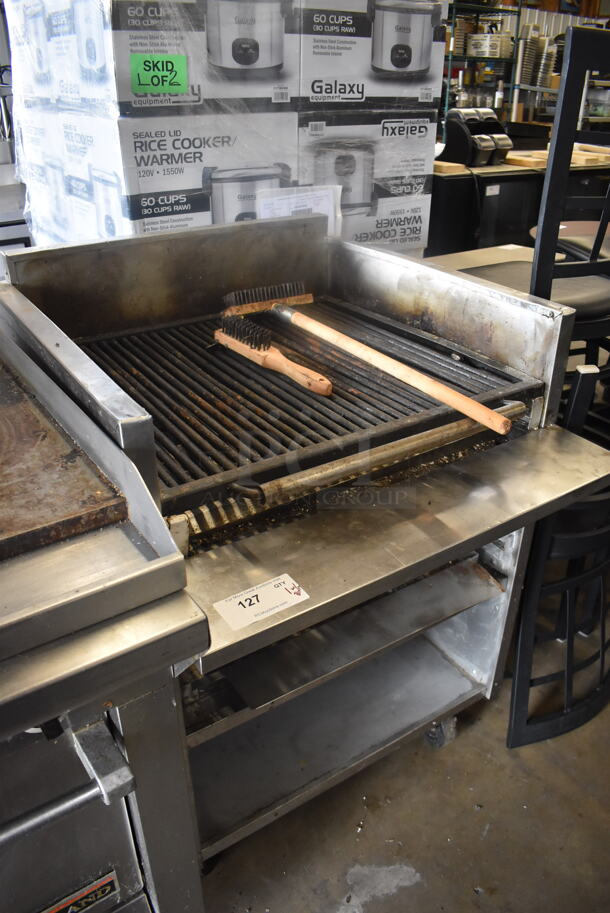 Magikitch'n Magi Glow Broiler Model FMSMB 30 Commercial Stainless Steel Natural Gas Powered Radiant Charbroiler Including 2 Brushes On Commercial Casters.   - Image 2 of 8