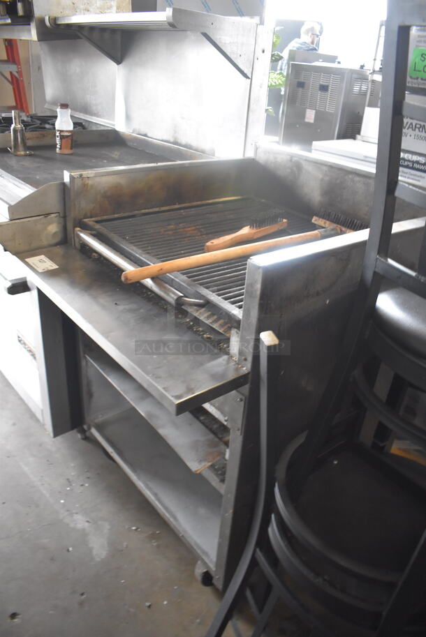 Magikitch'n Magi Glow Broiler Model FMSMB 30 Commercial Stainless Steel Natural Gas Powered Radiant Charbroiler Including 2 Brushes On Commercial Casters.   - Image 3 of 8