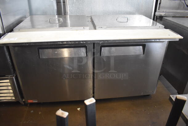 Turbo Air MST-60-24 Commercial Stainless Steel Sandwich/Salad Prep Tables With 4 Drop-In Bins And Two-Door Refrigerated Base On Commercial Casters. 115V. Tested and Working! - Image 1 of 10