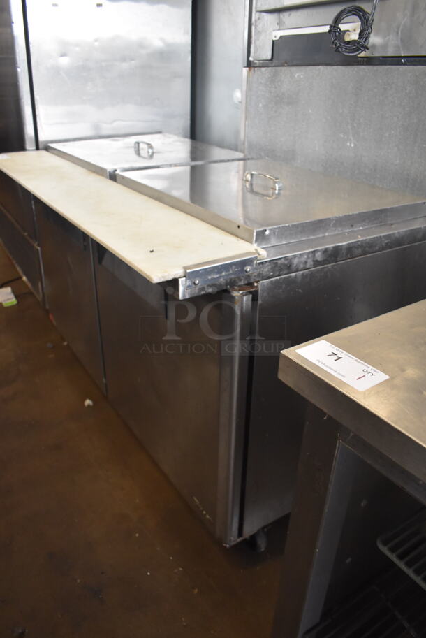 Turbo Air MST-60-24 Commercial Stainless Steel Sandwich/Salad Prep Tables With 4 Drop-In Bins And Two-Door Refrigerated Base On Commercial Casters. 115V. Tested and Working! - Image 3 of 10