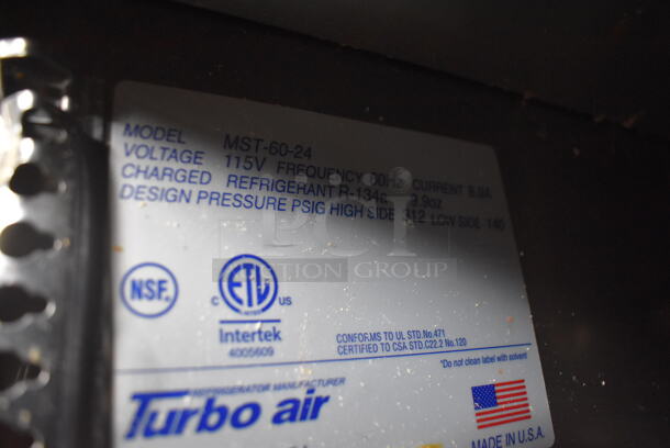 Turbo Air MST-60-24 Commercial Stainless Steel Sandwich/Salad Prep Tables With 4 Drop-In Bins And Two-Door Refrigerated Base On Commercial Casters. 115V. Tested and Working! - Image 8 of 10