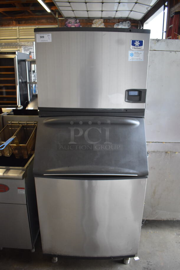 2012 Manitowoc ID0452A Commercial Stainless Steel Electric Ice Maker Without Storage Means On Galvanized Legs. 115V, 1 Phase. 